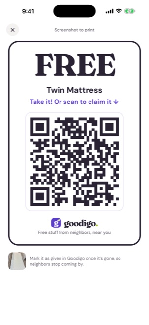 A printable FREE curb sign with a QR code