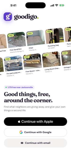 Goodigo welcome screen